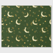 Golden Crescent Moon Bokeh - Celestial Starry ラッピングペーパー (フラット)