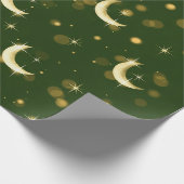 Golden Crescent Moon Bokeh - Celestial Starry ラッピングペーパー (角)