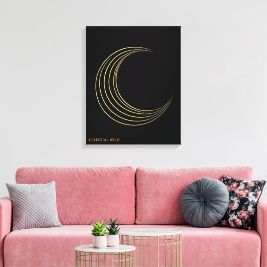 Golden Crescent Moon Celestial Art Canvas Gift キャンバスプリント (インサイチュ (リビング))