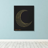 Golden Crescent Moon Celestial Art Canvas Gift キャンバスプリント (インサイチュ (ウッドフロア))