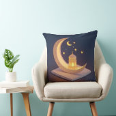 Golden Crescent Moon with Islamic Lantern Art クッション (椅子)