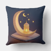 Golden Crescent Moon with Islamic Lantern Art クッション (裏面)