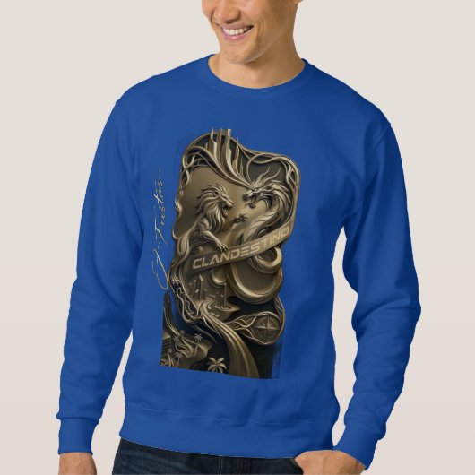 “Golden Crest – Lion & Dragon Royal Emblem” スウェットシャツ (正面)