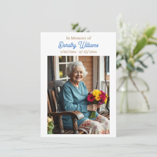 Golden Cross and Flowers Memorial Keepsake カード (スタンド正面)