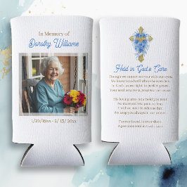 Golden Cross and Flowers Memorial Keepsake スリム缶クーラー