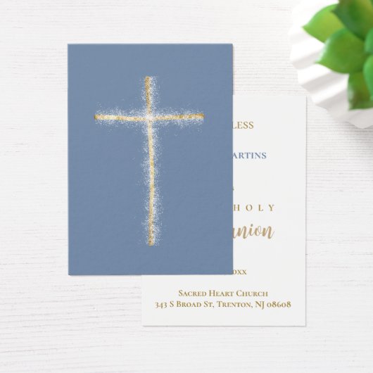 Golden cross First Communion remembrance card (デスク)