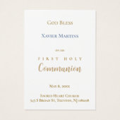 Golden cross First Communion remembrance card (裏面)