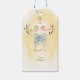  Golden Cross floral baptism gift tags  ギフトタグ