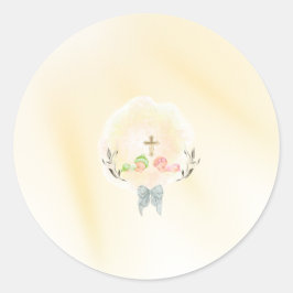  Golden Cross floral baptism round stickers  ラウンドシール