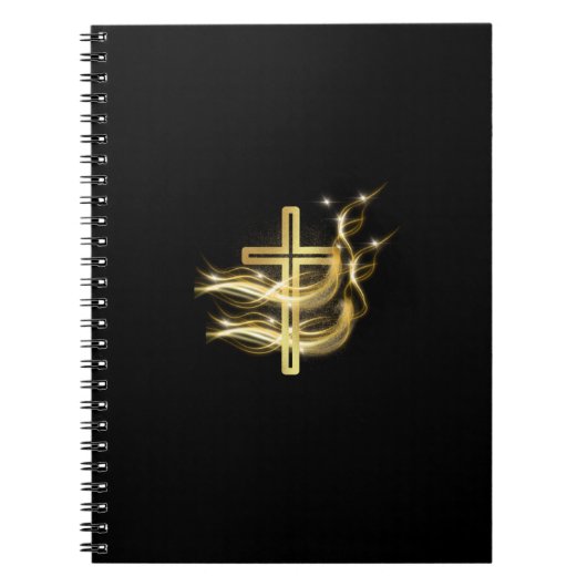 Golden Cross on Black spiral-bound notebook ノートブック (正面)