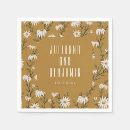 Golden Daisy Wildflower Boho Wedding Floral Names スタンダードカクテルナプキン