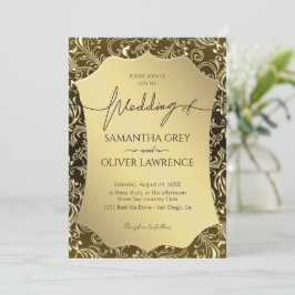 Golden Damask Elegance Wedding Invitation 招待状