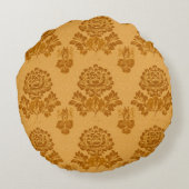 Golden Damask Floral Pattern ラウンドクッション (裏面)