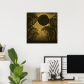 Golden Dark Forest Eclipse Poster ポスター (ホームオフィス)