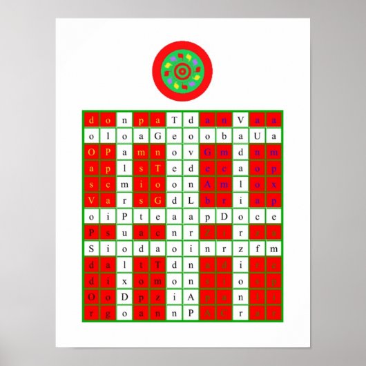 Golden Dawn Enochian Fire Tablet / Watchtower ポスター (正面)