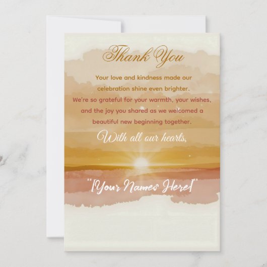 Golden Dawn Thank-You Card – Elegant New Year Grat サンキューカード (正面)