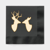 Golden Deer Buck and Doe Silhouettes 箔ナプキン (正面)