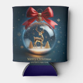 Golden Deer Ornament in a Christmas Bauble 缶クーラー (正面)