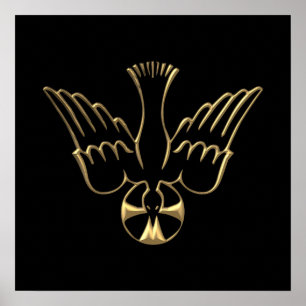 Golden Descent of The Holy Spirit Symbol ポスター