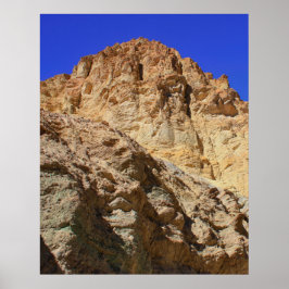Golden Desert Cliff Under Blue Sky ポスター