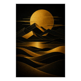 Golden Desert Horizon Poster ポスター