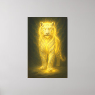 Golden Divine White Tiger – Premium Fantasy Art キャンバスプリント