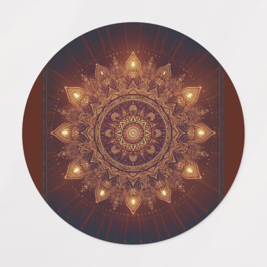 Golden Diwali Mandala – Light Within and Around ラベル (デザイン2)