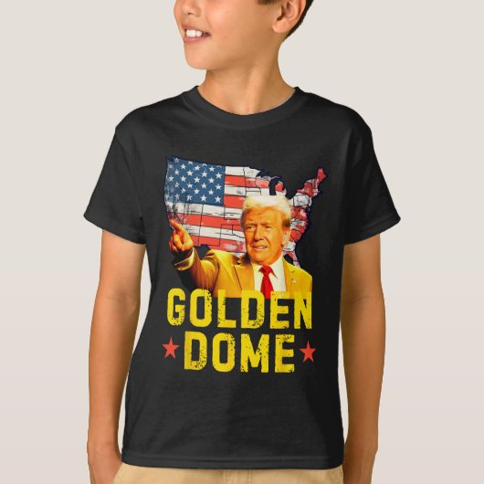 Golden Dome Trump Great American Map Patriotic 4th Tシャツ (正面)