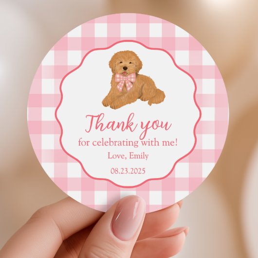 Golden Doodle Birthday Party Favor Thank You ラウンドシール