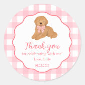 Golden Doodle Birthday Party Favor Thank You ラウンドシール (正面)
