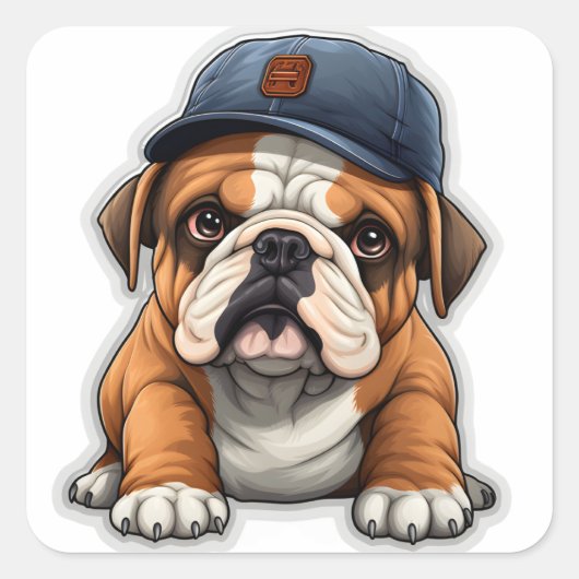 Golden Doodle Cap Kids Sticker Design stickers  スクエアシール (正面)