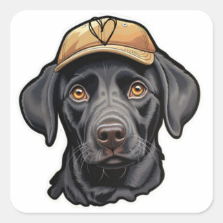 Golden Doodle Cap Kids Sticker Design stickers  スクエアシール