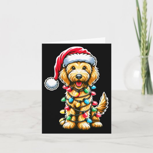 Golden Doodle Christmas Tree Xmas Dog Pajamas Gold カード (正面)