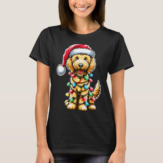 Golden Doodle Christmas Tree Xmas Dog Pajamas Gold Tシャツ (正面)