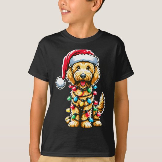 Golden Doodle Christmas Tree Xmas Dog Pajamas Gold Tシャツ (正面)
