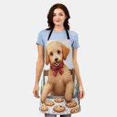Golden Doodle Decorating Christmas Cookies エプロン (着用した状態)