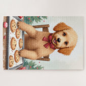 Golden Doodle Decorating Christmas Cookies ジグソーパズル (横)