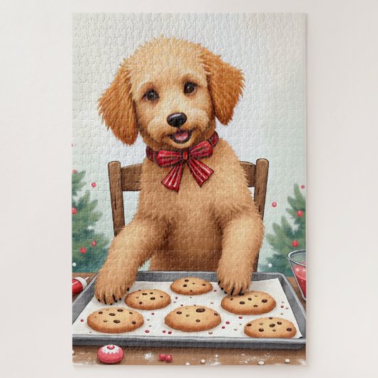 Golden Doodle Decorating Christmas Cookies ジグソーパズル (縦)