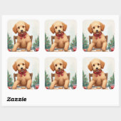 Golden Doodle Decorating Christmas Cookies スクエアシール (シート)