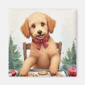 Golden Doodle Decorating Christmas Cookies マグネット (正面)