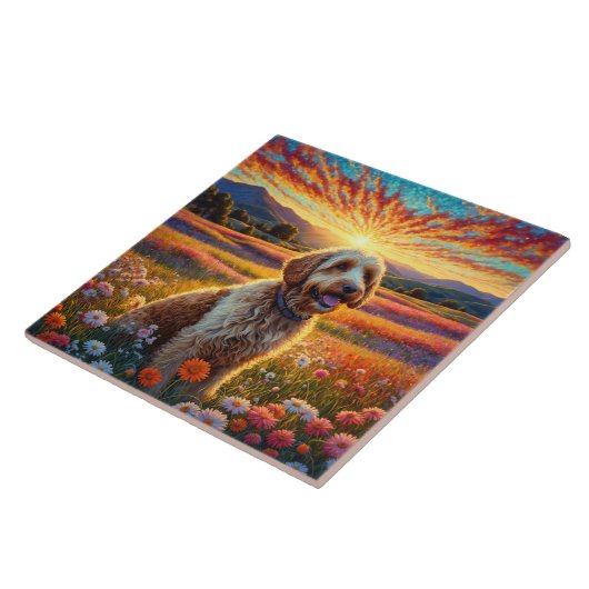 Golden Doodle dog タイル (側面)