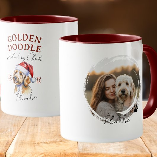 Golden Doodle Dog Christmas Photo マグカップ