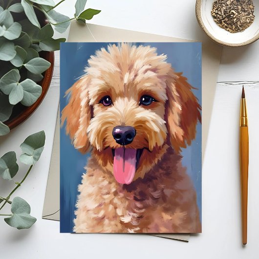 Golden Doodle | Dog Watercolor Painting Pet ポストカード