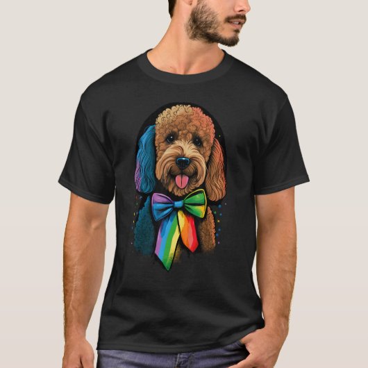 Golden Doodle Gay Pride LGBT Rainbow Flag Goldendo Tシャツ (正面)