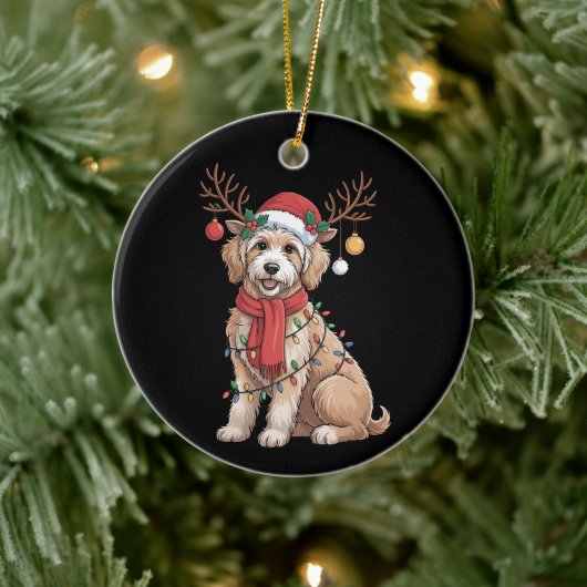 Golden Doodle Gorgeous Reindeer Christmas Tree  セラミックオーナメント (ツリー)