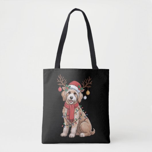 Golden Doodle Gorgeous Reindeer Christmas Tree トートバッグ (正面)