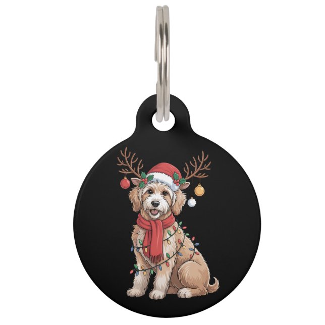 Golden Doodle Gorgeous Reindeer Christmas Tree  ペット　ネームタグ (正面)