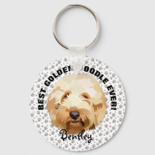 Golden Doodle Keychain Personalized Dog Name(ドッグ名の キーホルダー