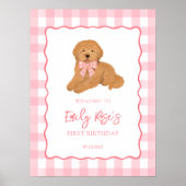 Golden Doodle Puppy Birthday Party Welcome ポスター (正面)