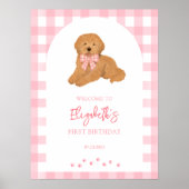 Golden Doodle Puppy Birthday Party Welcome ポスター (正面)
